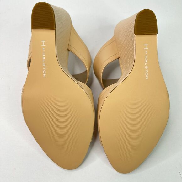 H by Halston Open-Toe Cut-Out Leather Mules Heels- Holly Nude Size 9.5 #516 - Picture 7 of 12